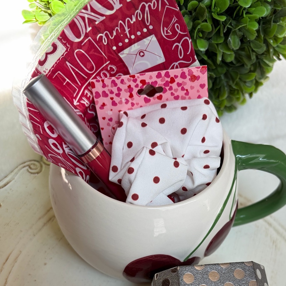 Red cherry mug and accessory bundle - Lip Gloss and mug set